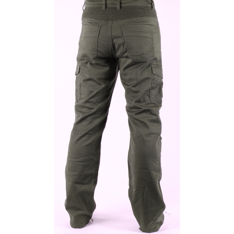 Jeansy na motocykel Label khaki zelené výpredaj