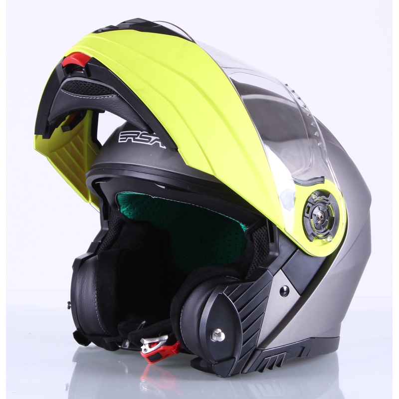 Vyklápacia prilba na motocykel RSA Titanos šedo-fluo žltá výpredaj