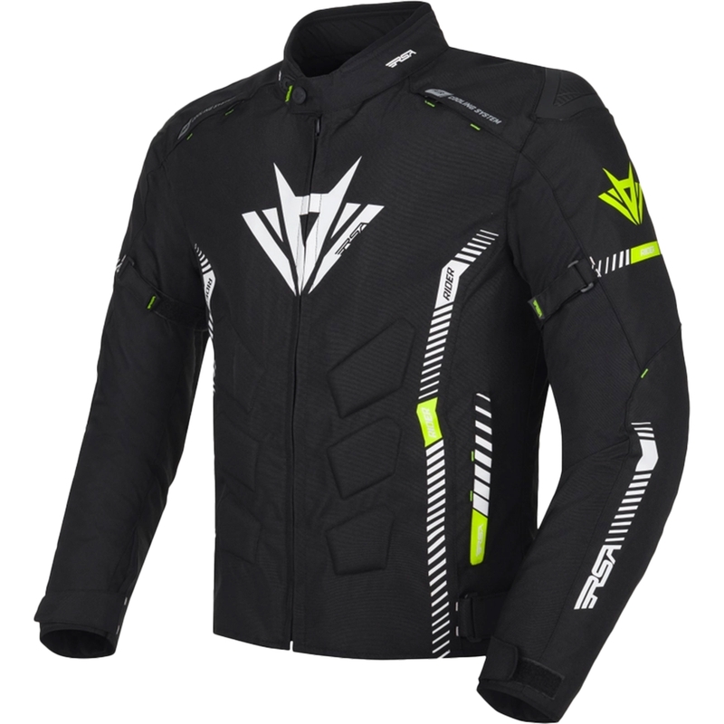 Bunda na motorku RSA Rider čierno-bielo-fluo žltá 2 - II. akosť