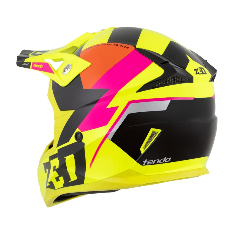 Detská motokrosová prilba ZED X1.9 Tendo fluo žlto-ružovo-oranžovo-čierna - II. akosť