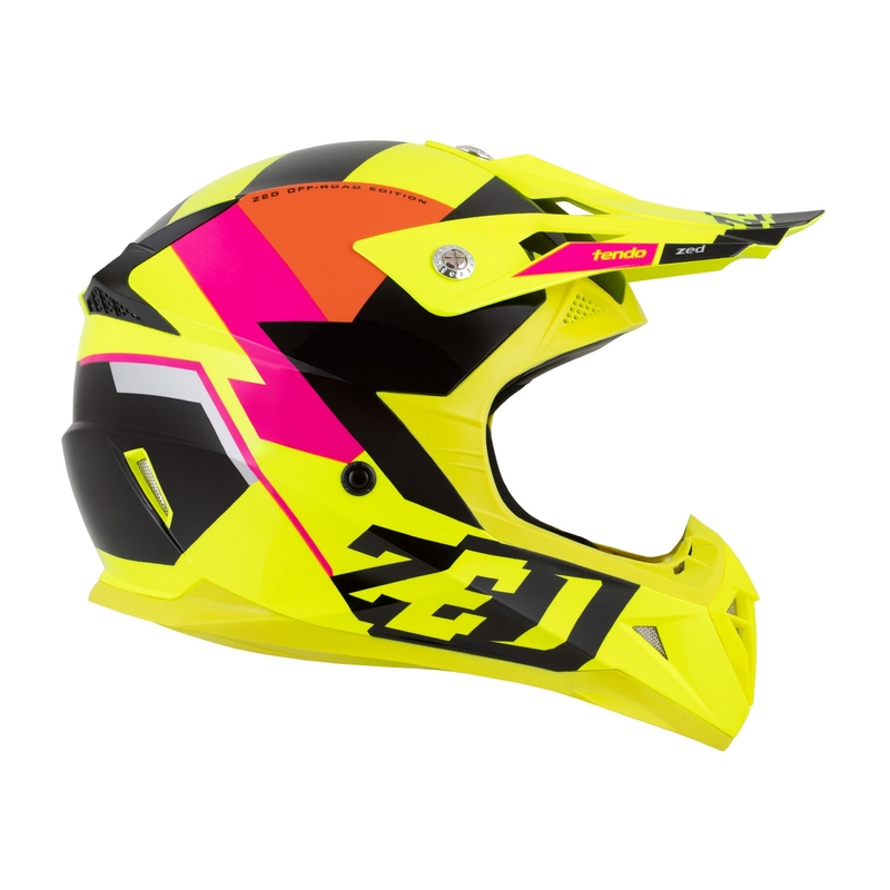 Detská motokrosová prilba ZED X1.9 Tendo fluo žlto-ružovo-oranžovo-čierna - II. akosť