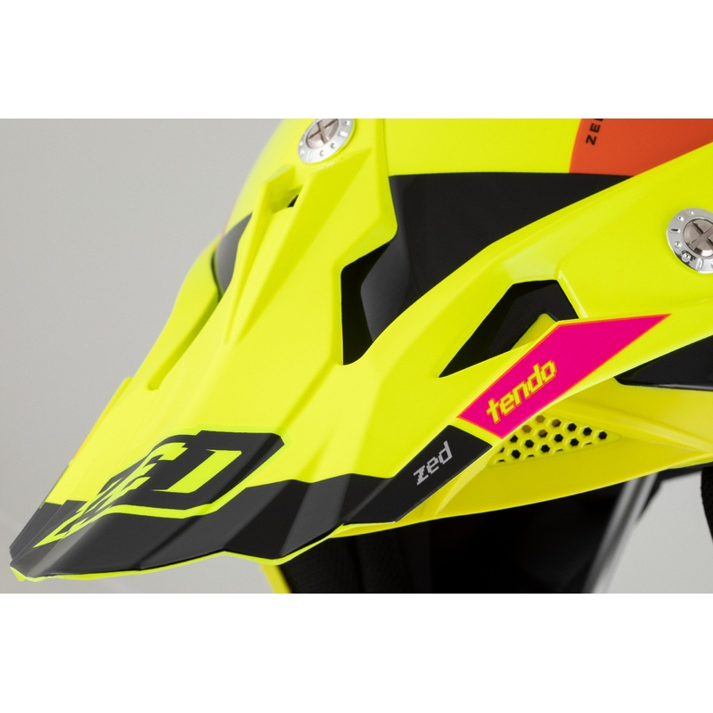 Detská motokrosová prilba ZED X1.9 Tendo fluo žlto-ružovo-oranžovo-čierna - II. akosť