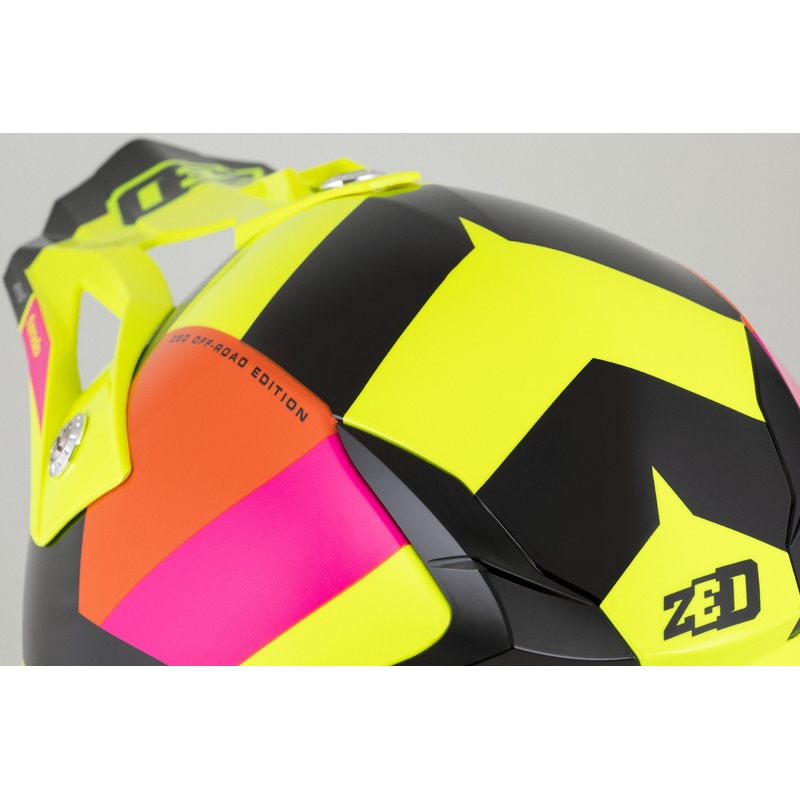 Detská motokrosová prilba ZED X1.9 Tendo fluo žlto-ružovo-oranžovo-čierna - II. akosť