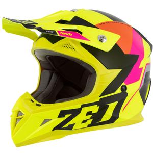 Detská motokrosová prilba ZED X1.9 Tendo fluo žlto-ružovo-oranžovo-čierna - II. akosť