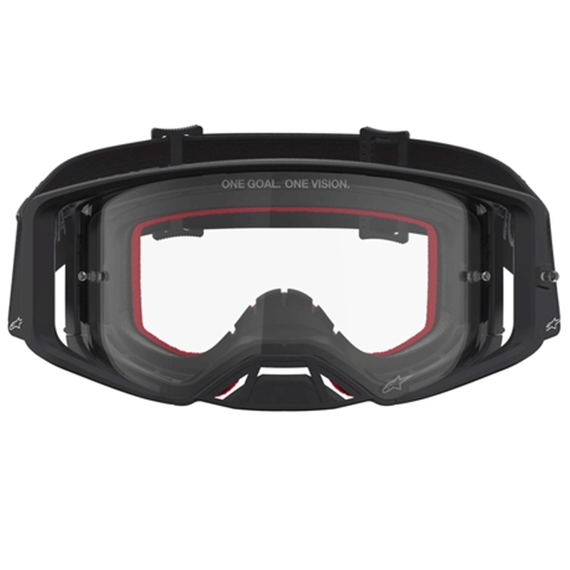 Motokrosové okuliare Alpinestars Supertech Vesta čierno-strieborné s čírym plexi
