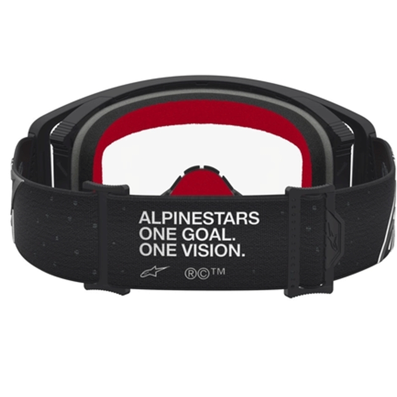 Motokrosové okuliare Alpinestars Supertech Vesta čierno-strieborné s čírym plexi