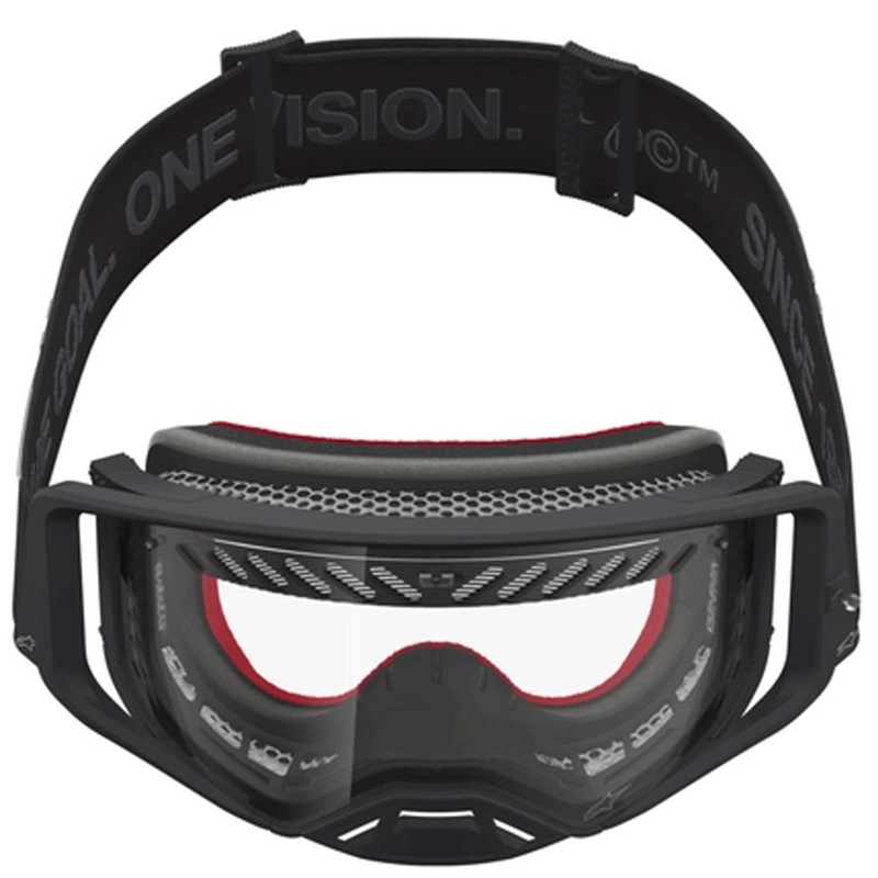 Motokrosové okuliare Alpinestars Supertech Vesta čierno-strieborné s čírym plexi