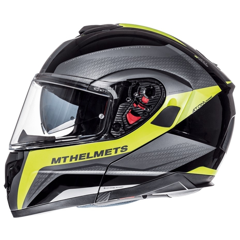 Odklápacia prilba na motocykel MT Atom Tarmac čierna matná-fluorescenčno-žltá - II. akosť