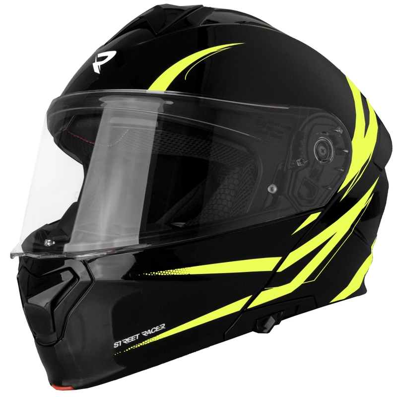 Vyklápacia helma na motorku Street Racer Fury čierno-fluo žltá 2 - II. akosť