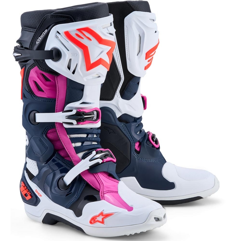 Motokrosové topánky Alpinestars TECH 10 Supervented tmavo modro-bielo-čierno-fialové