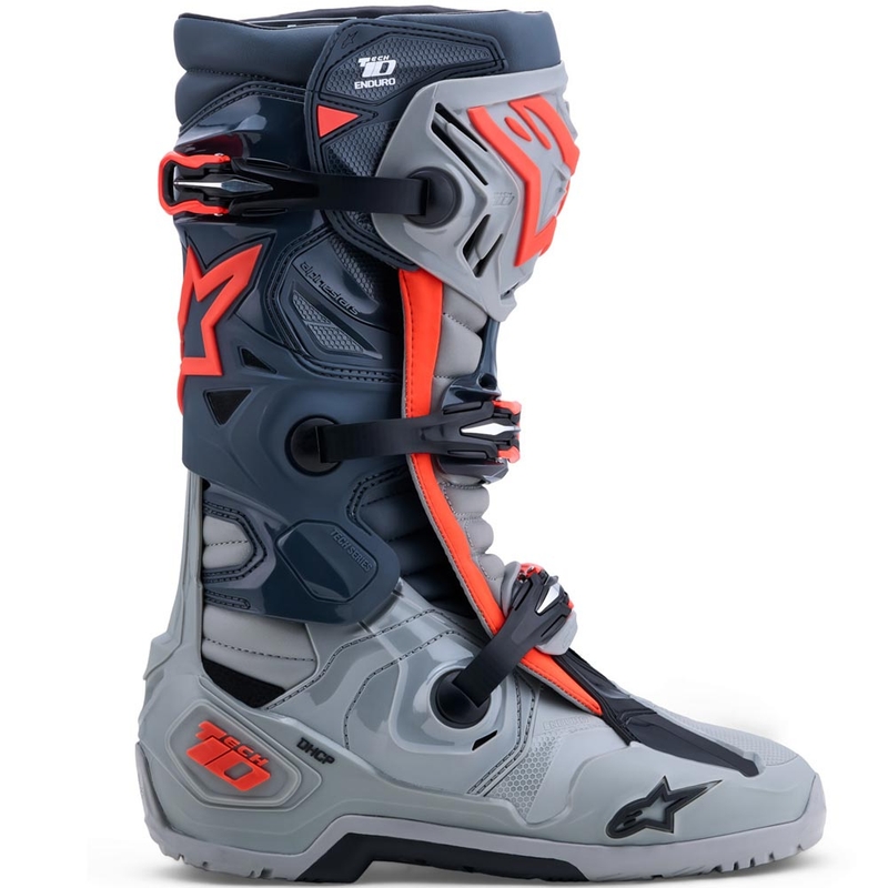 Topánky na motorku Alpinestars Tech 10 Enduro šedo-tmavo šedo-fluo červené