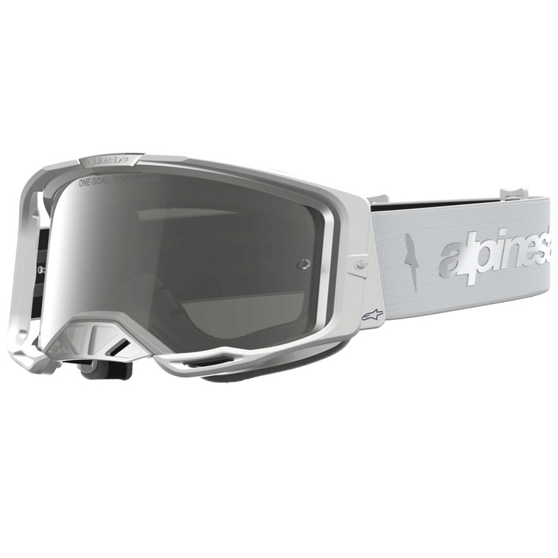 Motokrosové okuliare Alpinestars Vision 8 Amber bielo-strieborné