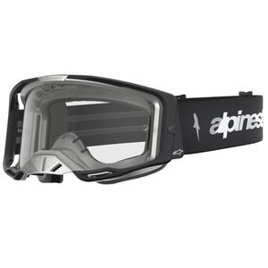 Motokrosové okuliare Alpinestars Vision 8 Amber čierno-strieborné s čírym plexi