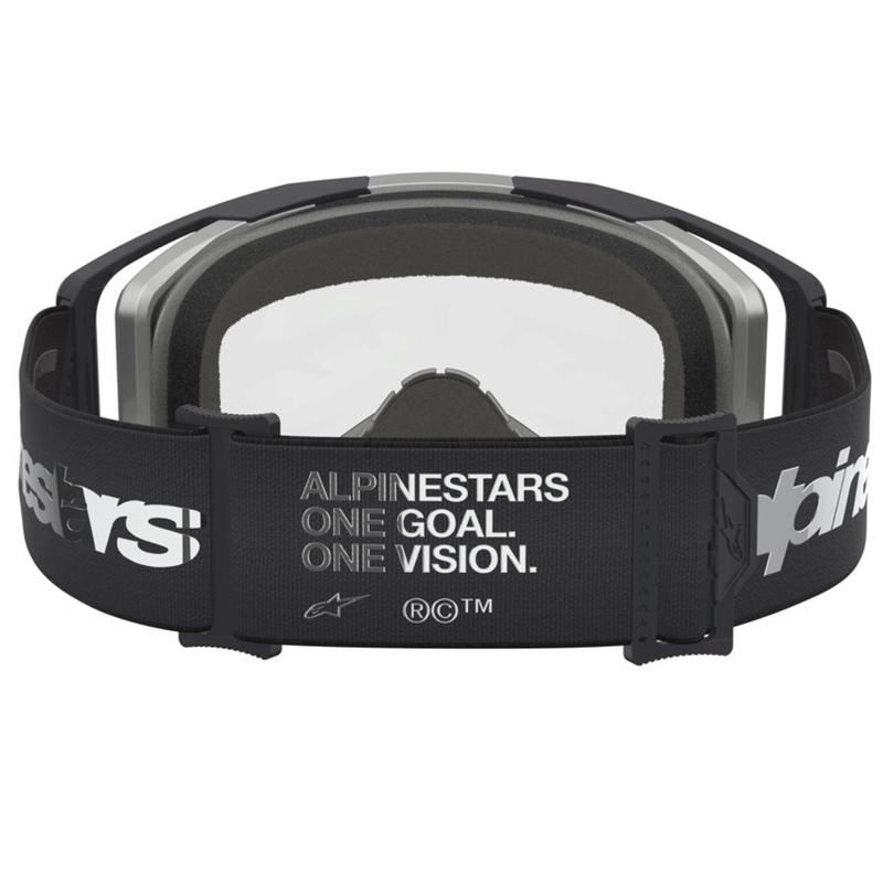 Motokrosové okuliare Alpinestars Vision 8 Amber čierno-strieborné s čírym plexi