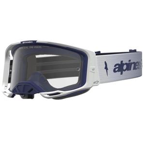 Motokrosové okuliare Alpinestars Vision 8 Amber modro-biele s čírym plexi
