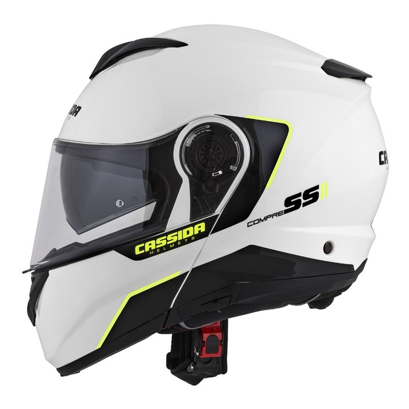 Odklápacia prilba na motocykel Cassida Compress 2.0 Refraction bielo-čierno-fluorescenčno žltá