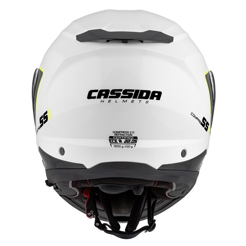 Odklápacia prilba na motocykel Cassida Compress 2.0 Refraction bielo-čierno-fluorescenčno žltá