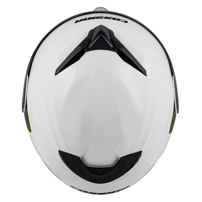 Odklápacia prilba na motocykel Cassida Compress 2.0 Refraction bielo-čierno-fluorescenčno žltá