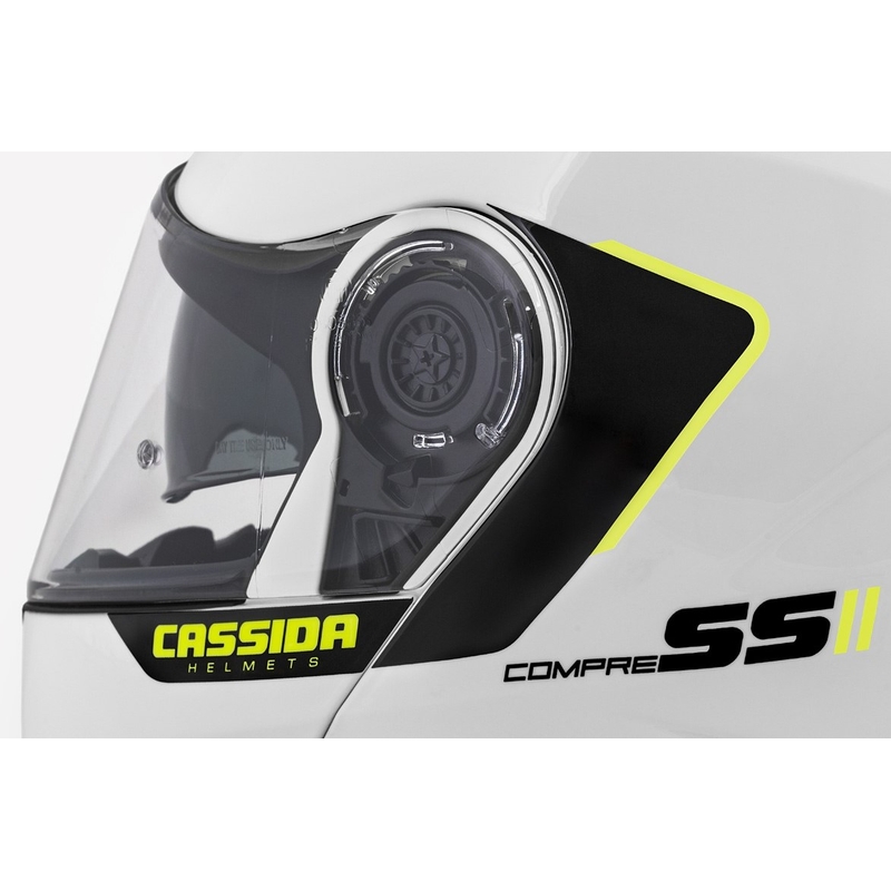 Odklápacia prilba na motocykel Cassida Compress 2.0 Refraction bielo-čierno-fluorescenčno žltá