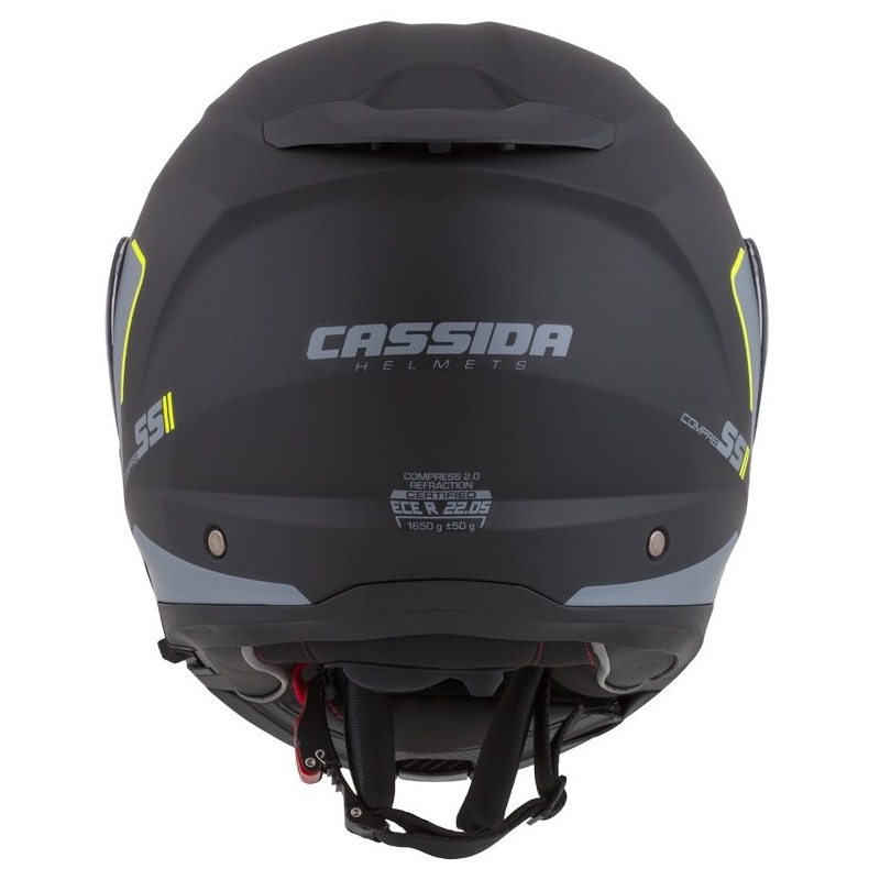 Odklápacia prilba na motocykel Cassida Compress 2.0 Refraction čierno-šedo-fluorescenčno žltá výpredaj