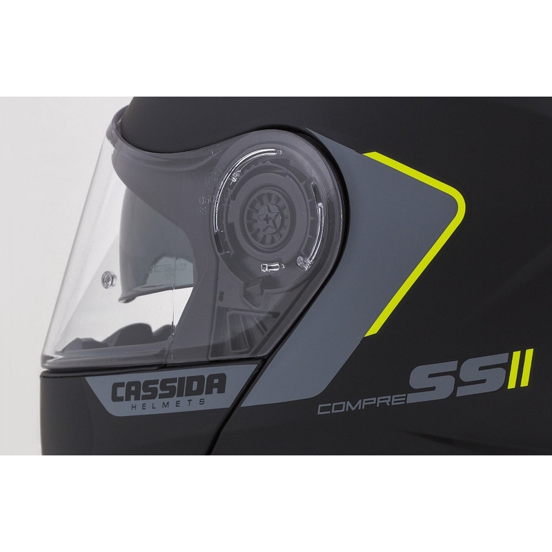 Odklápacia prilba na motocykel Cassida Compress 2.0 Refraction čierno-šedo-fluorescenčno žltá výpredaj