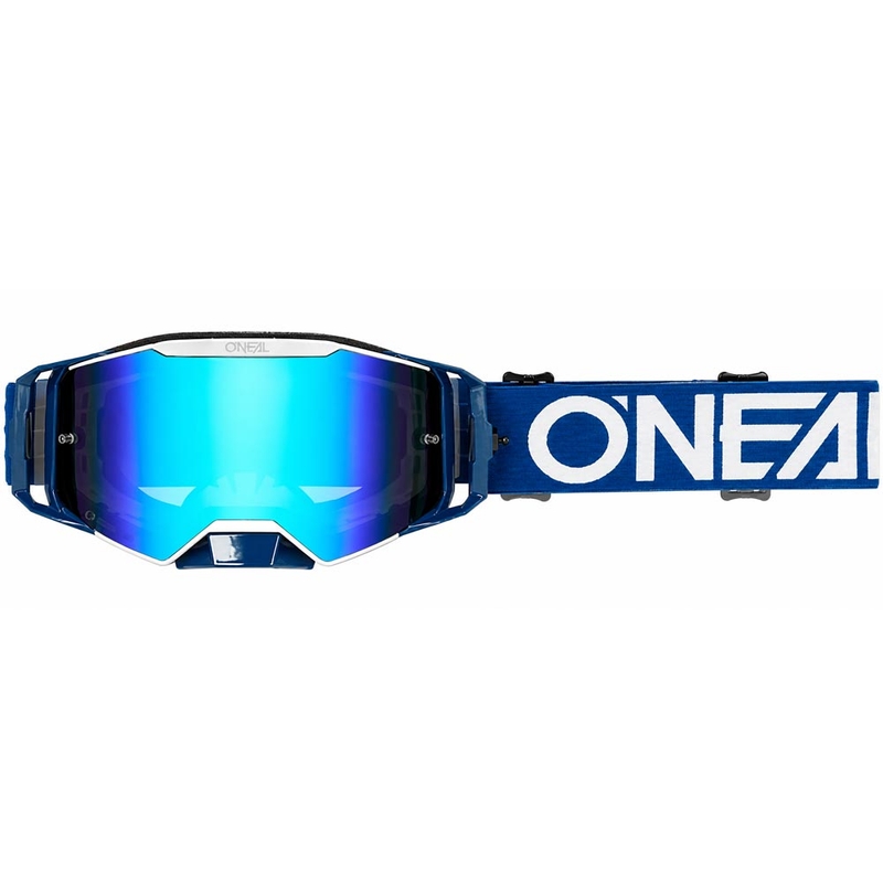 Motokrosové okuliare O´Neal B-55 Cram modro-biele so zrkadlovo modrým plexi