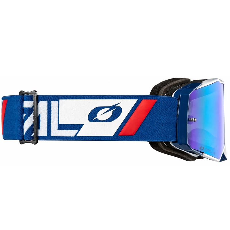 Motokrosové okuliare O´Neal B-55 Cram modro-biele so zrkadlovo modrým plexi