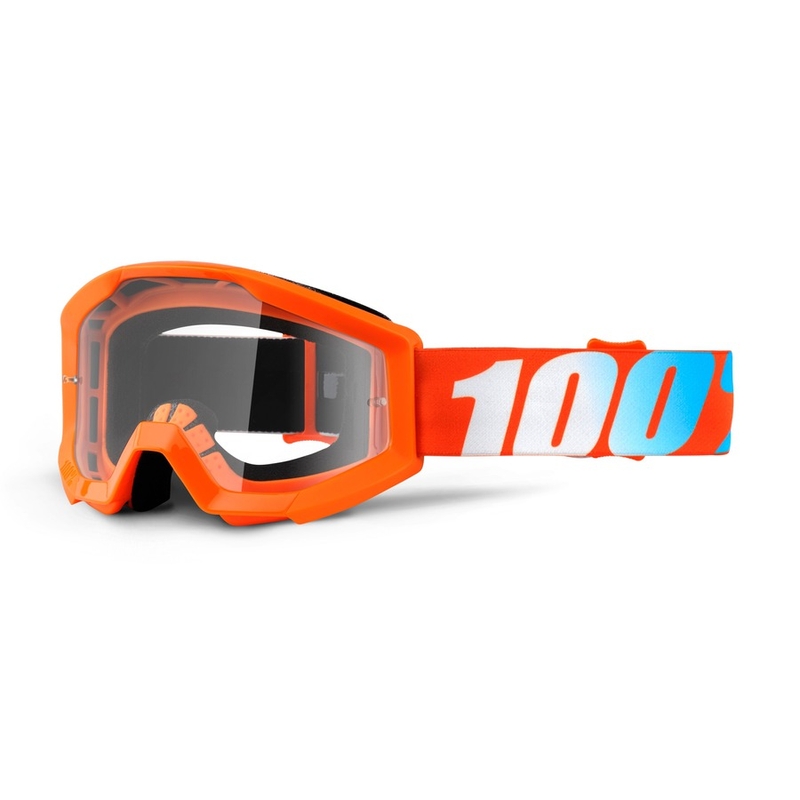Detské motokrosové okuliare 100 % Strata oranžové (číre plexisklo)