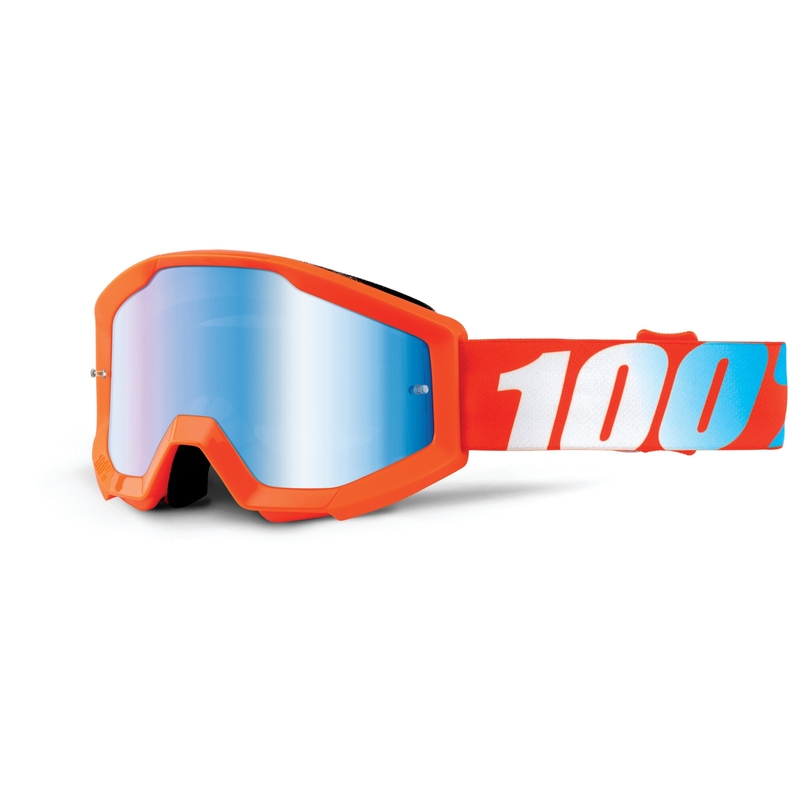 Detské motokrosové okuliare 100 % Strata oranžové (modré - chrómové plexisklo)