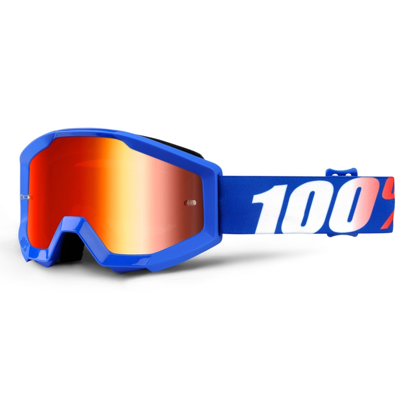 Detské motokrosové okuliare 100 % Strata Nation (červené plexisklo)