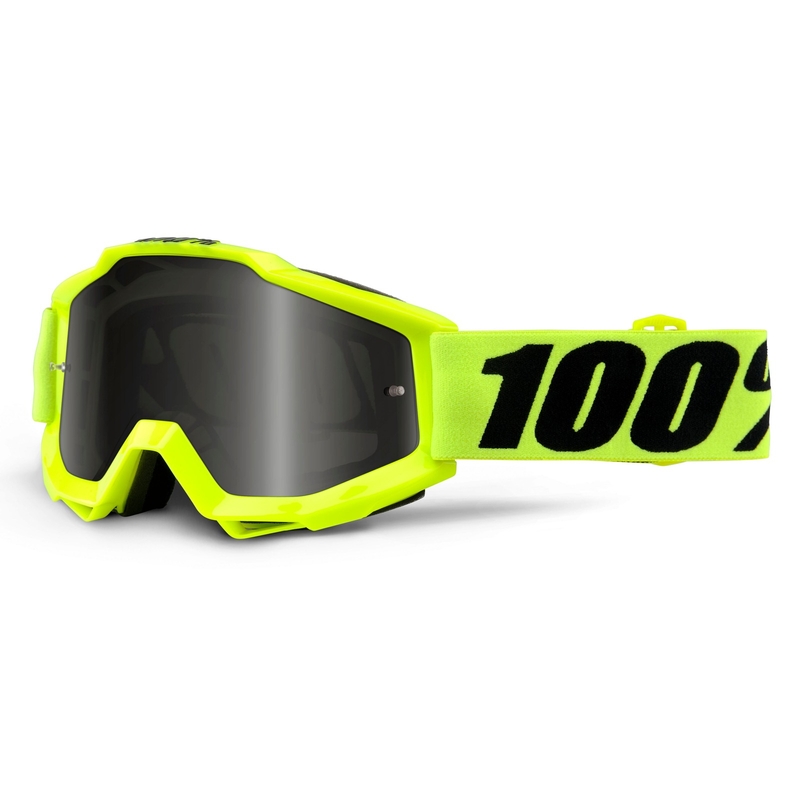Motokrosové okuliare 100 % Accuri Sand fluorescenčno žlté (tmavé + číre plexisko)