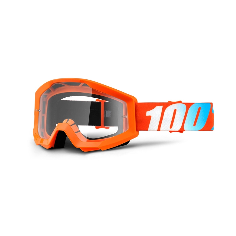 Motokrosové okuliare 100 % Strata oranžovej (číre plexisklo)