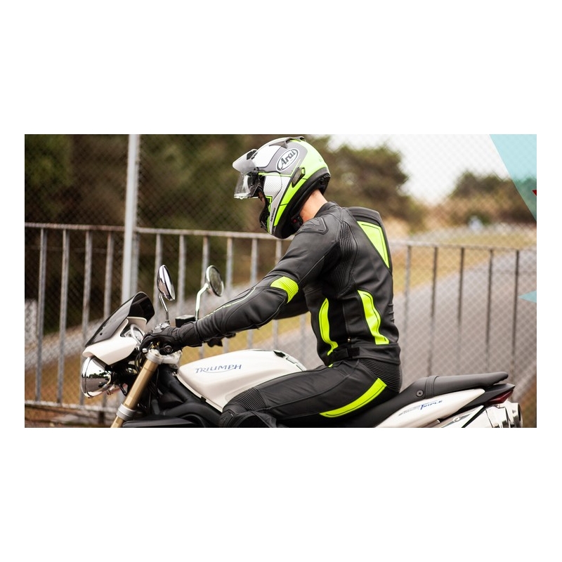 Bunda na motocykel Ozone Volt čierno-fluorescenčno žltá