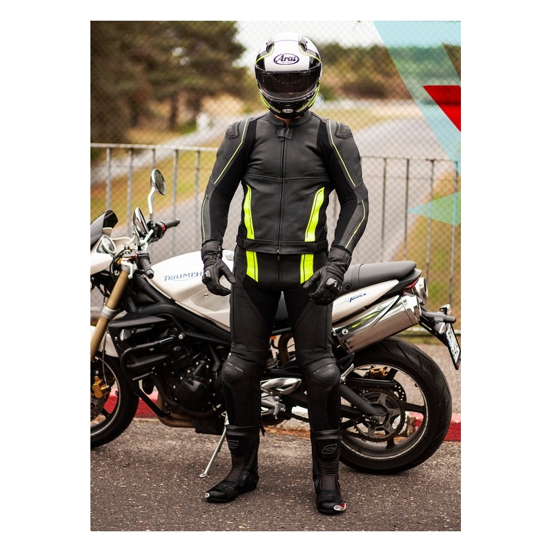 Bunda na motocykel Ozone Volt čierno-fluorescenčno žltá
