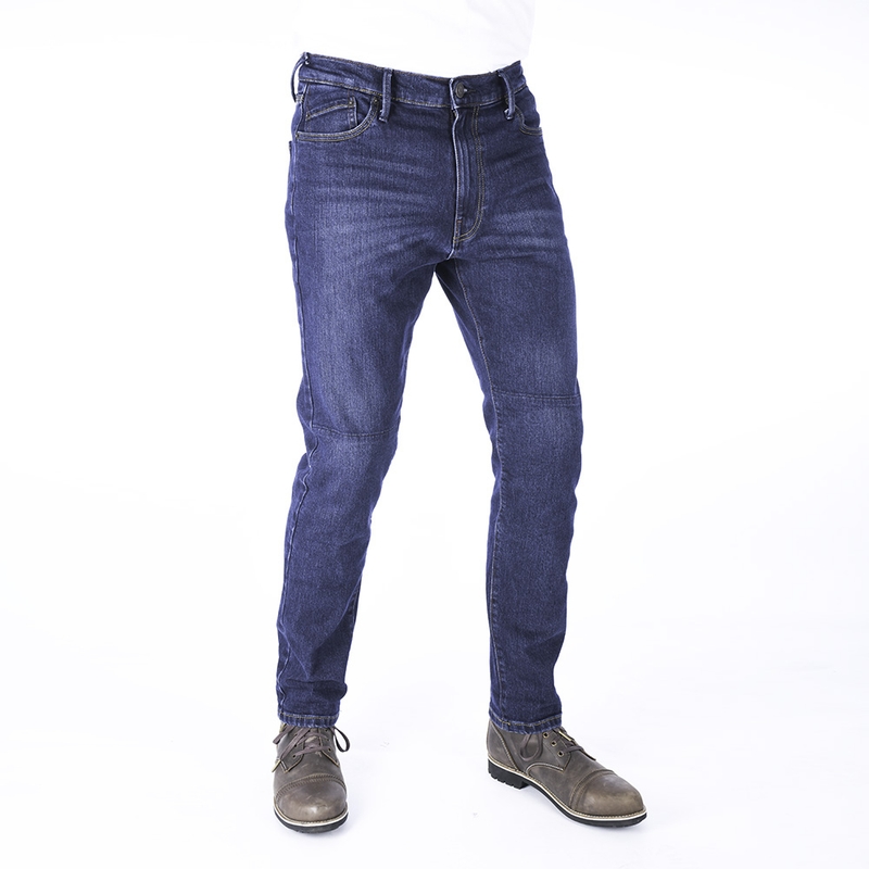Predĺžené jeansy na motocykel Oxford Original Approved Slim Fit sprané modré