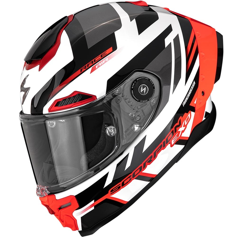 Integrálna helma na motorku Scorpion EXO-RACE Air Carbon Fury bielo-strieborno-červená