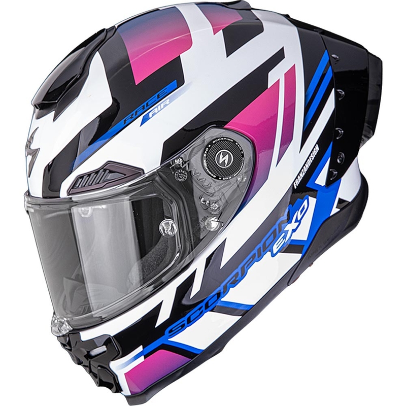Integrálna helma na motorku Scorpion EXO-RACE Air Carbon Fury bielo-ružovo-modrá