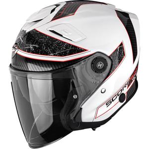Otvorená prilba na motorku Scorpion EXO-GT Jet Crest bielo-červená