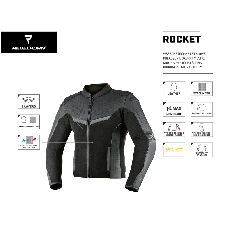 Bunda na motocykel Rebelhorn Rocket čierna výpredaj