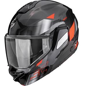 Preklápacia helma na motorku Scorpion EXO-TECH II Carbon Drift čierno-strieborno-červená