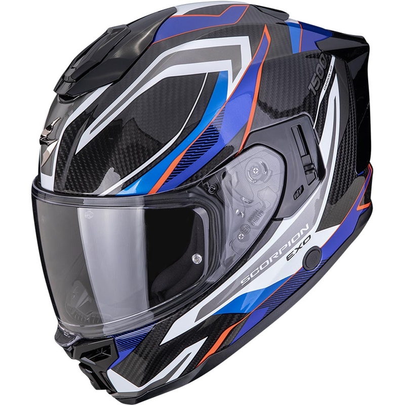 Integrálna helma na motorku Scorpion EXO-1500 Carbon Air Hydro čierno-bielo-modrá