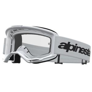 Motokrosové okuliare Alpinestars Vision 3 Wordmark bielo-čierne s čírym plexi