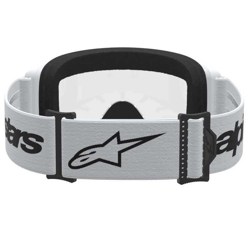 Motokrosové okuliare Alpinestars Vision 3 Wordmark bielo-čierne s čírym plexi