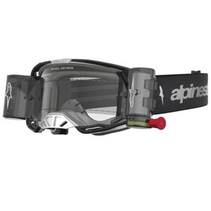 Motokrosové okuliare Alpinestars Vision 8 Amber Roll-Off Wide Vision čierno-strieborné