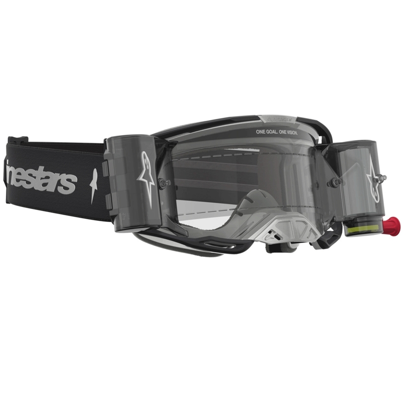 Motokrosové okuliare Alpinestars Vision 8 Amber Roll-Off Wide Vision čierno-strieborné