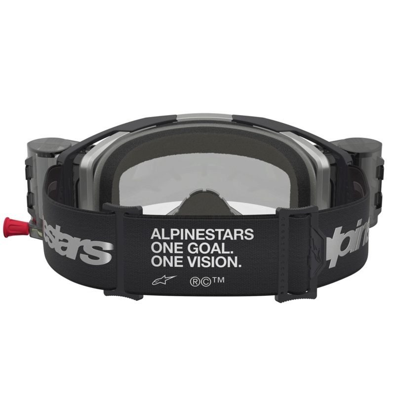 Motokrosové okuliare Alpinestars Vision 8 Amber Roll-Off Wide Vision čierno-strieborné