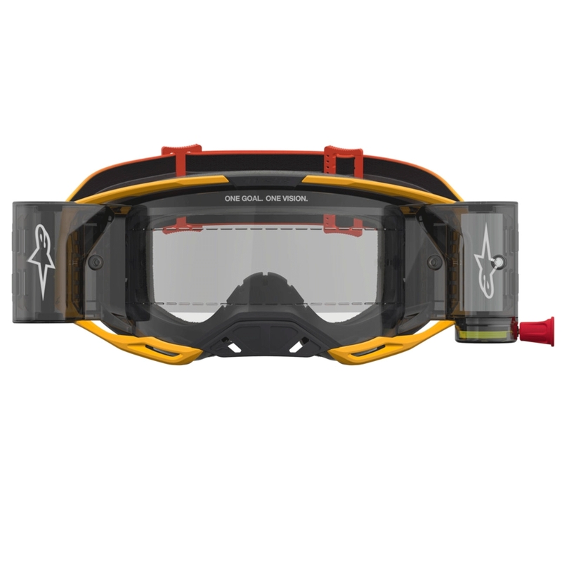 Motokrosové okuliare Alpinestars Vision 8 Amber Roll-Off žlto-červeno-čierne