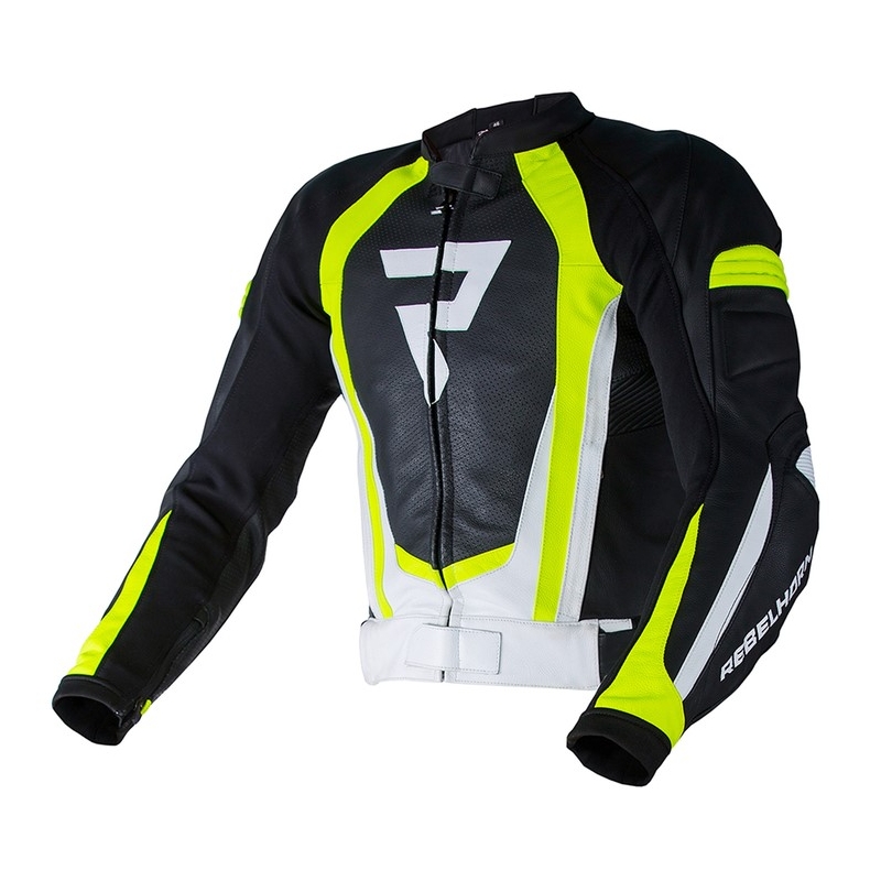 Bunda na motocykel Rebelhorn Piston II PRO čierno-bielo-fluorescenčno žltá výpredaj