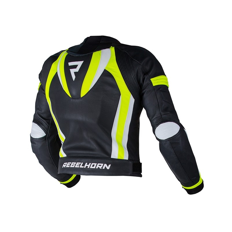 Bunda na motocykel Rebelhorn Piston II PRO čierno-bielo-fluorescenčno žltá výpredaj