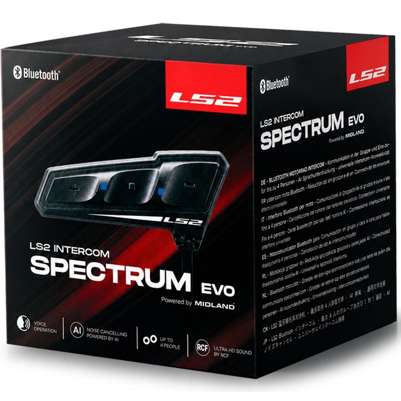 Bluetooth intercom LS2 Spectrum EVO čierny